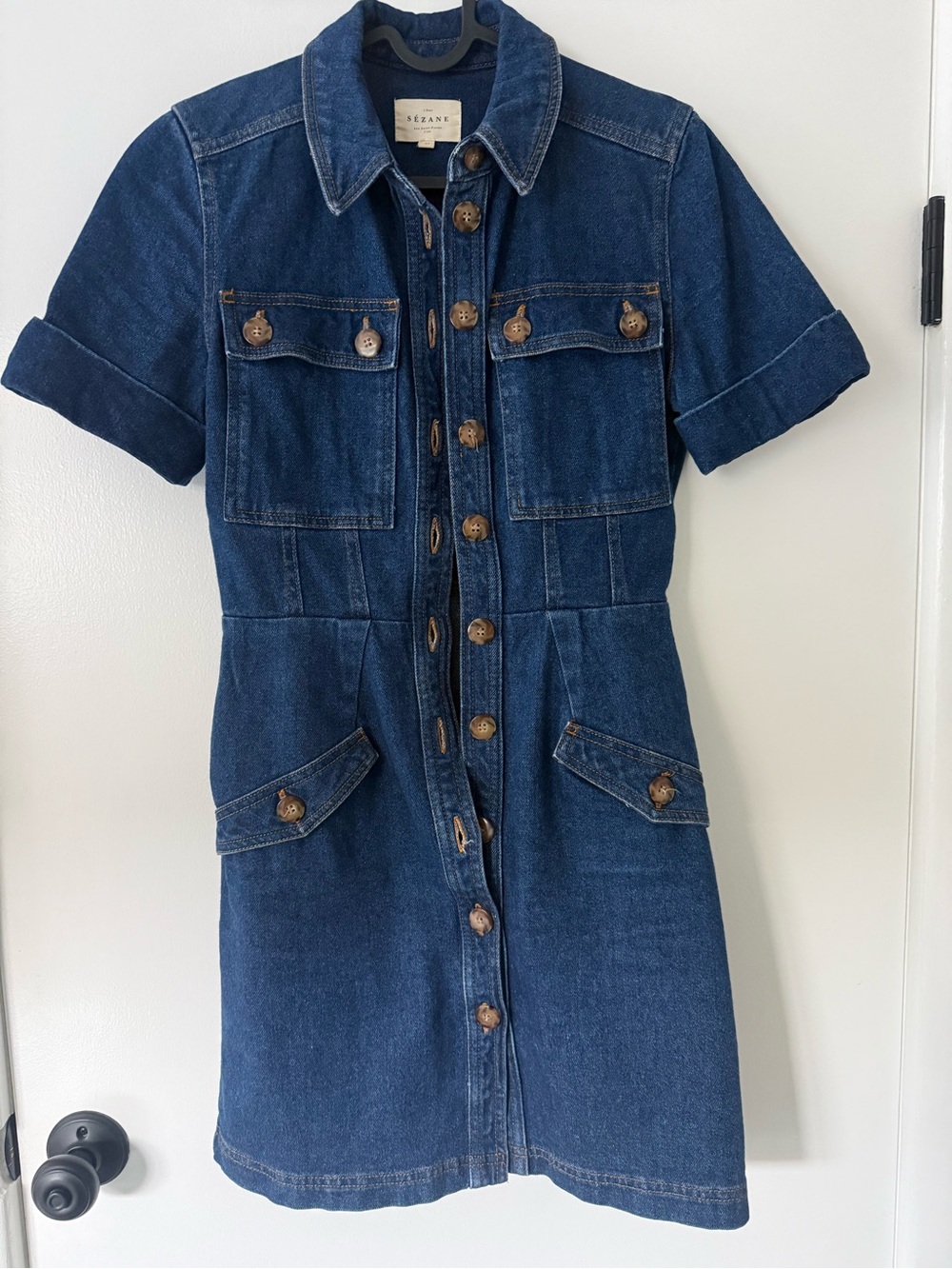 Sezane Thalys Denim Dress Size 34